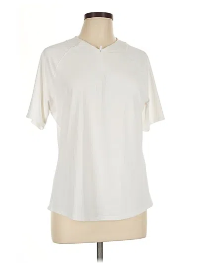 Pre-owned Athleta Short Sleeve Henley Shirt In Ivory