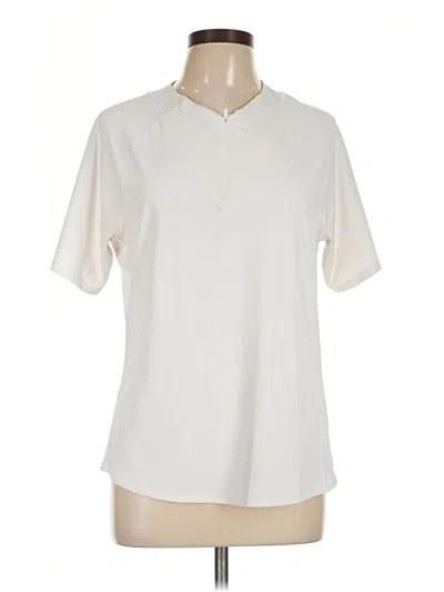 Pre-owned Athleta Short Sleeve Henley Shirt In Ivory