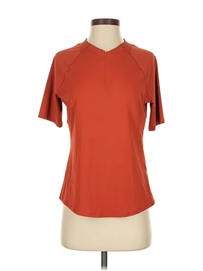 Pre-owned Athleta Short Sleeve Henley Shirt In Orange