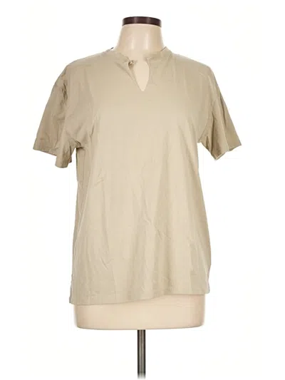 Pre-owned Athleta Short Sleeve Henley Shirt In Tan
