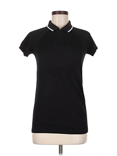 Pre-owned Athleta Short Sleeve Polo Shirt In Black