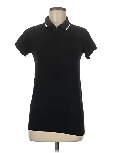 Pre-owned Athleta Short Sleeve Polo Shirt In Black