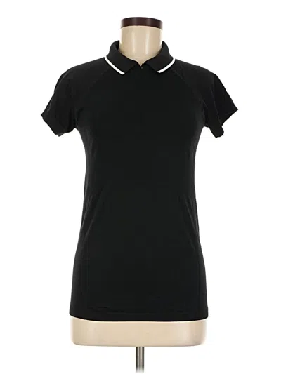 Pre-owned Athleta Short Sleeve Polo Shirt In Black