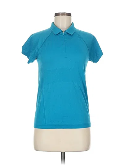 Pre-owned Athleta Short Sleeve Polo Shirt In Blue