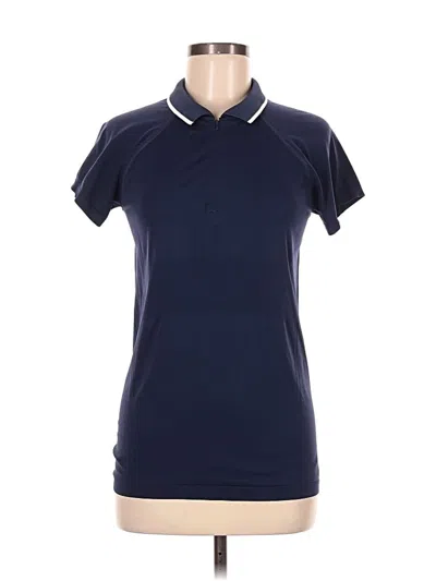 Pre-owned Athleta Short Sleeve Polo Shirt In Blue