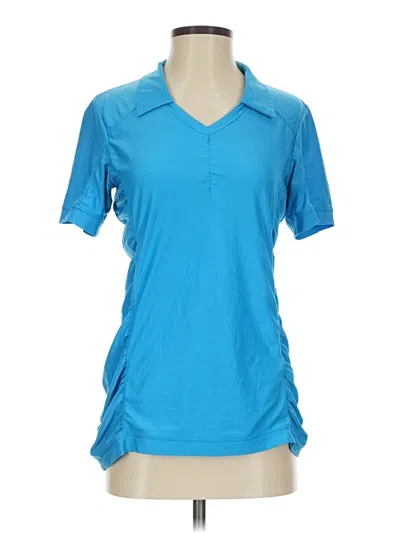 Pre-owned Athleta Short Sleeve Polo Shirt In Blue