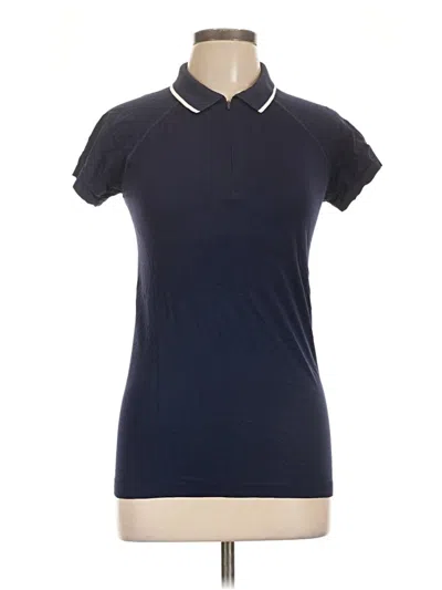 Pre-owned Athleta Short Sleeve Polo Shirt In Blue