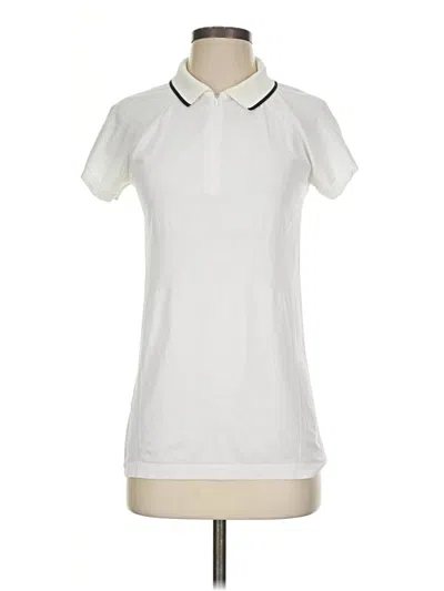 Pre-owned Athleta Short Sleeve Polo Shirt In Ivory