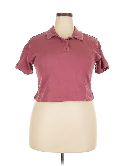 Pre-owned Athleta Short Sleeve Polo Shirt In Pink