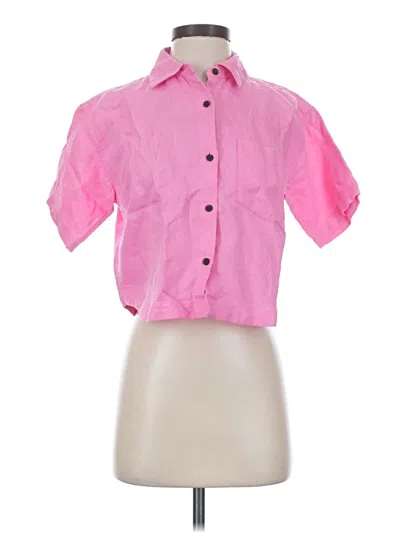 Pre-owned Athleta Short Sleeve Polo Shirt In Pink