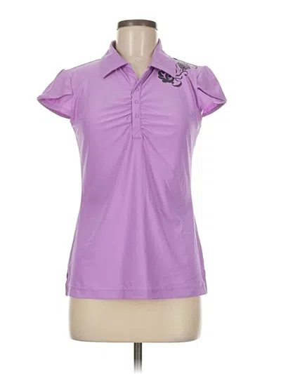 Pre-owned Athleta Short Sleeve Polo Shirt In Purple