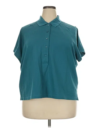 Pre-owned Athleta Short Sleeve Polo Shirt In Teal