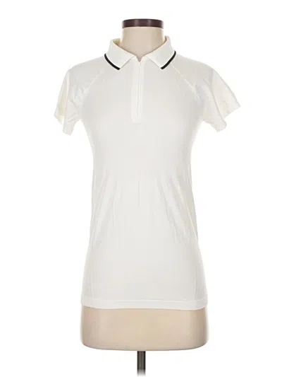 Pre-owned Athleta Short Sleeve Polo Shirt In White