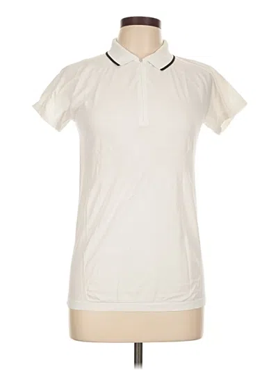 Pre-owned Athleta Short Sleeve Polo Shirt In White