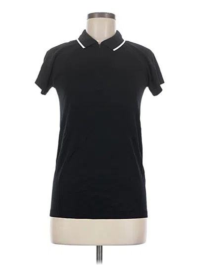 Pre-owned Athleta Short Sleeve Top Black Collared Neckline Tops