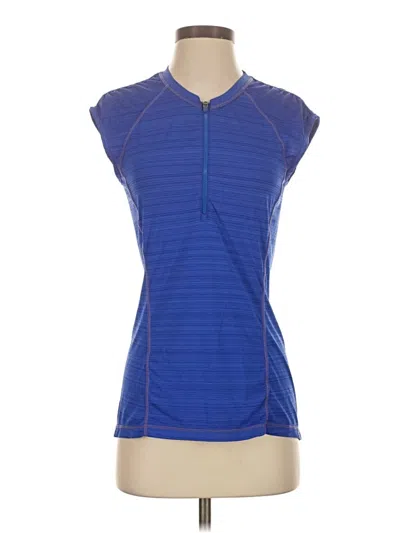 Pre-owned Athleta Short Sleeve Top Blue Keyhole Neckline Tops