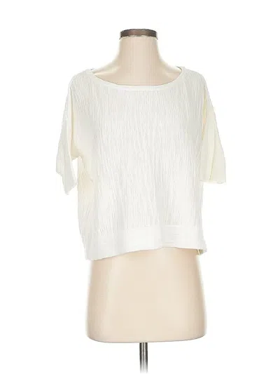 Pre-owned Athleta Short Sleeve Top Ivory Boatneck Tops In White