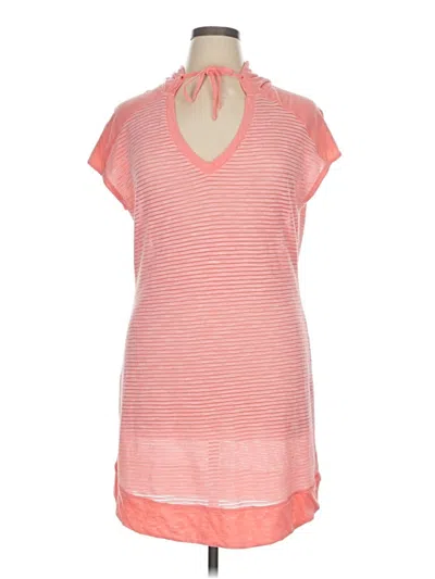 Pre-owned Athleta Short Sleeve Top Orange Keyhole Neckline Tops