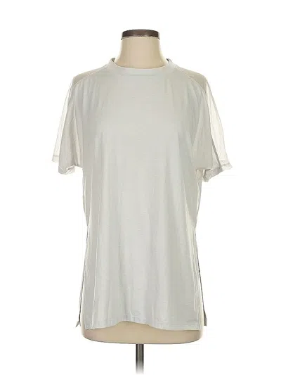Pre-owned Athleta Short Sleeve Top Silver Crew Neck Tops