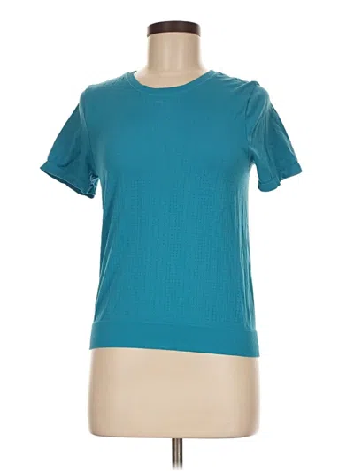 Pre-owned Athleta Short Sleeve Top Teal Crew Neck Tops In Blue