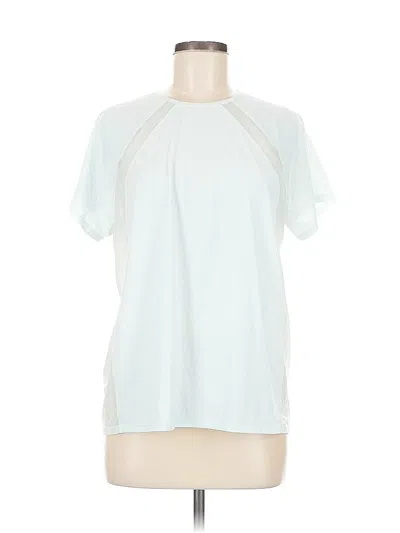 Pre-owned Athleta Short Sleeve Top Teal Mock Neckline Tops In Blue