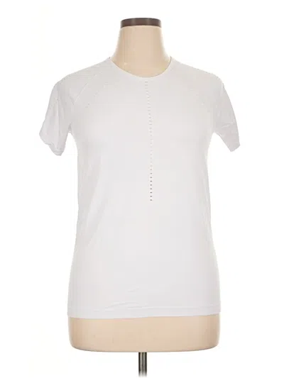 Pre-owned Athleta Short Sleeve Top White Keyhole Neckline Tops