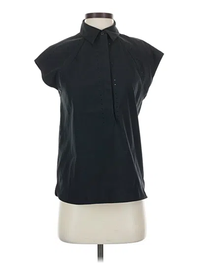 Pre-owned Athleta Short Sleeve Turtleneck In Black