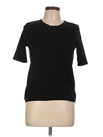 Pre-owned Athleta Short Sleeve Turtleneck In Black