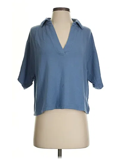 Pre-owned Athleta Short Sleeve Turtleneck In Blue