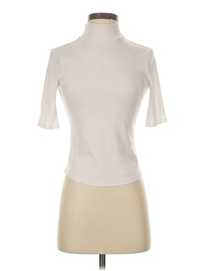 Pre-owned Athleta Short Sleeve Turtleneck In White