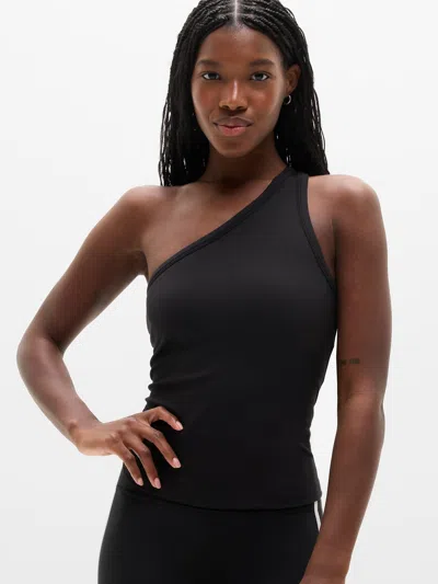 Athleta Signature Rib Asym One Shoulder Support Top In Black