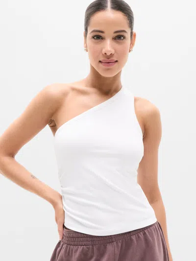 Athleta Signature Rib Asym One Shoulder Support Top In White