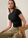 Athleta Signature Rib Crop Tee In Black