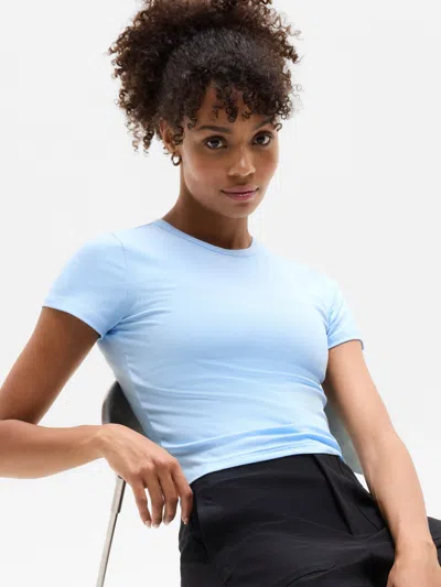 Athleta Signature Rib Crop Tee In Blue