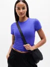 Athleta Signature Rib Crop Tee In Blue