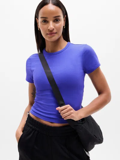 Athleta Signature Rib Crop Tee In Blue