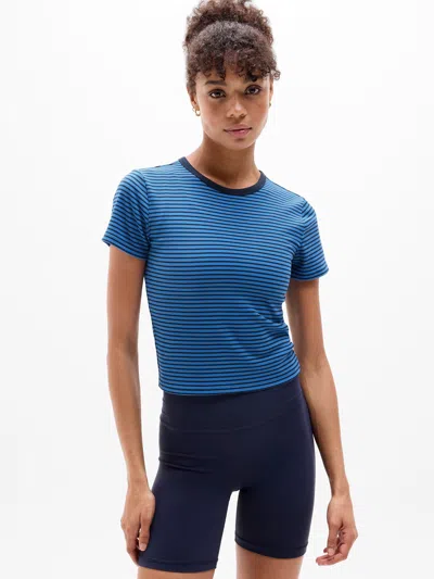 Athleta Signature Rib Crop Tee In Blue