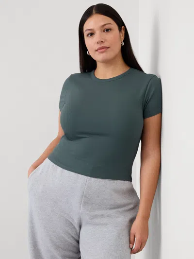 Athleta Signature Rib Crop Tee In Eden
