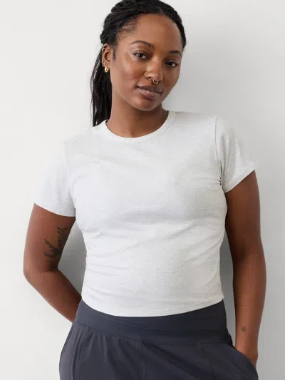 Athleta Signature Rib Crop Tee In Fog Grey Heather