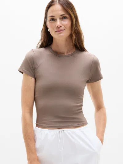 Athleta Signature Rib Crop Tee In Gold