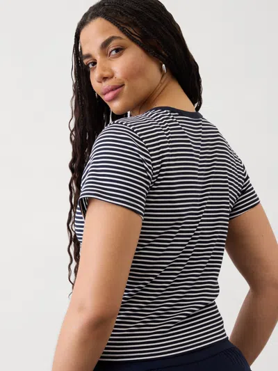 Athleta Signature Rib Crop Tee In Martina Navy Stripe