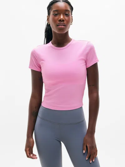 Athleta Signature Rib Crop Tee In Pink
