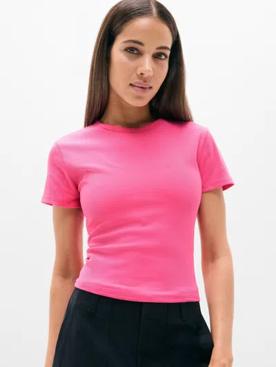 Athleta Signature Rib Crop Tee In Pink