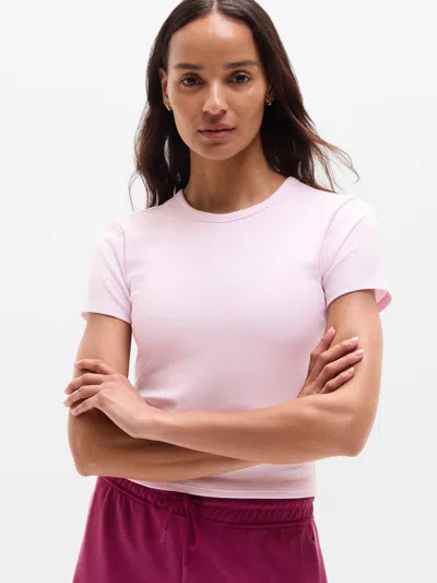 Athleta Signature Rib Crop Tee In Pink