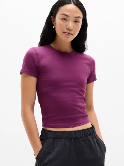 Athleta Signature Rib Crop Tee In Purple