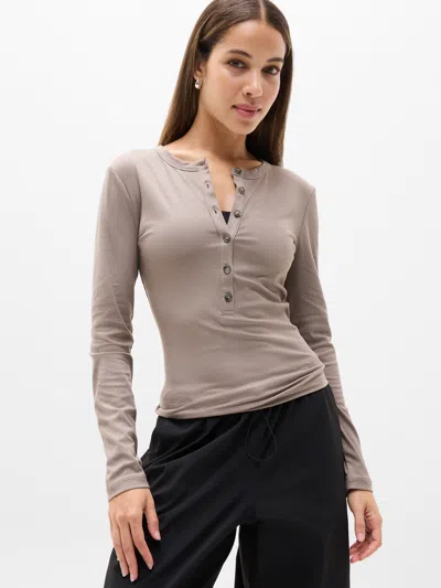 Athleta Signature Rib Long Sleeve Henley Top