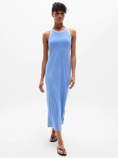 Athleta Signature Rib Maxi Dress In Waterfall/white