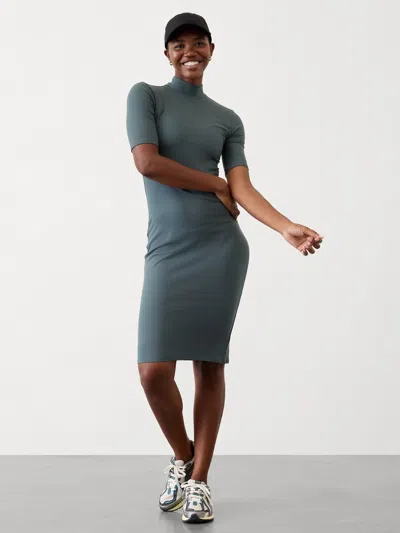 Athleta Signature Rib Mock Neck Dress In Eden