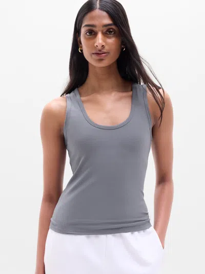 Athleta Signature Rib Scoop Tank In Gray