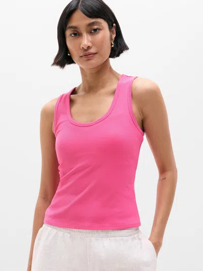 Athleta Signature Rib Scoop Tank In Pink